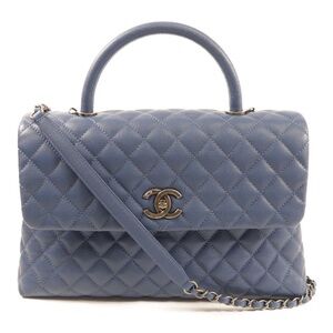 ✨🛍️ Chanel Blue Caviar Leather Quilted Coco Top Handle Bag, Medium